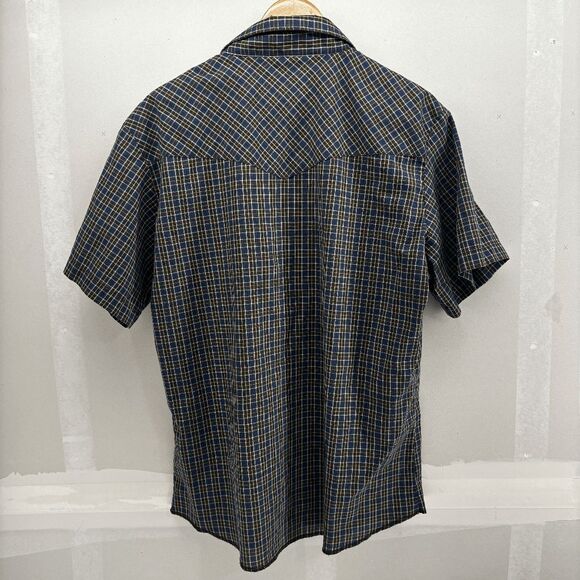 Vintage Rustler X-Long Tails Plaid Check Blue Brown Pearl Snap Western Size L 90 - Picture 3 of 4